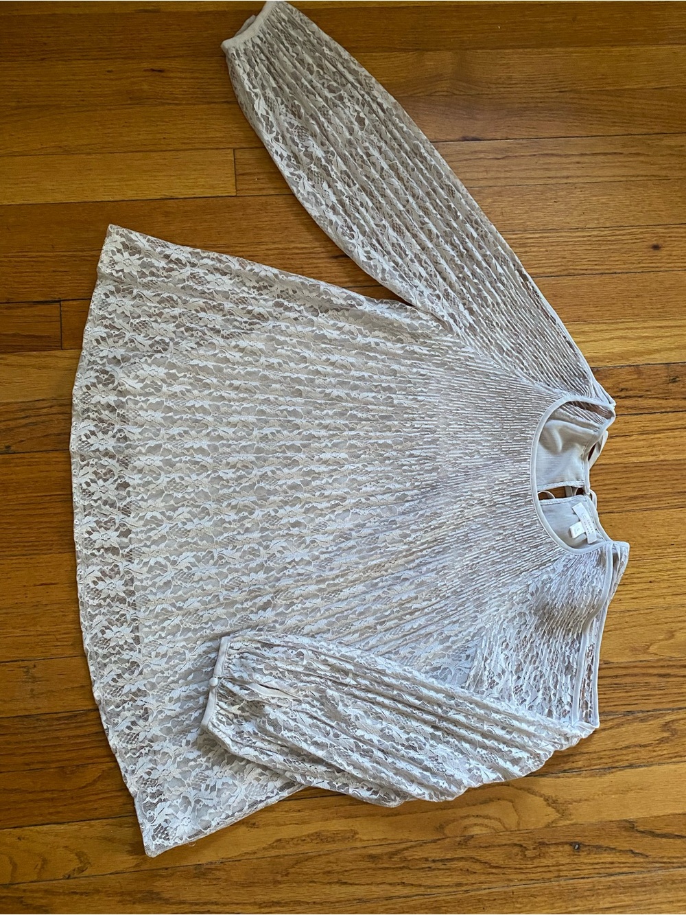 LC Lauren Conrad Cream Lace Long-Sleeve Blouse, cold-shoulder